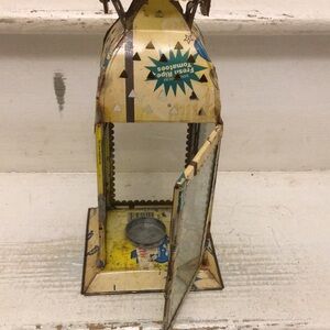 Pop Art Vintage Metal Lantern Featuring Glass Windows and Doors